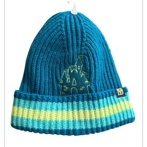 NWT Authentic Walt Disney World Blue and Yellow Castle Winter Knit Beanie